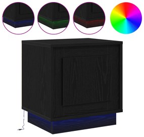 vidaXL Κομοδίνο με LED Φώτα Μαύρη Δρυς 44x34,5x45 εκ.