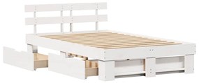 vidaXL Σκελετός Κρεβατιού Λευκό 135 x 190 cm Μασίφ ξύλο πεύκου