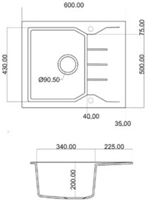 Νεροχύτης Sanitec 60 1B 1D-Ώχρα