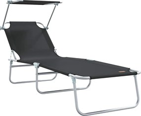 vidaXL Ξαπλώστρα 2 pcs Μαύρο 58 x 188 x 77 εκ. Πολυεστέρας