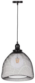 CEILING PENDANT LAMP  BLACK METAL MESH BEL-SHAPED CAP Φ32x137Hcm. 32x32x137 εκ.