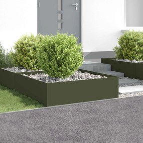 vidaXL Περίγραμμα γκαζόν 4 τμχ. 100 x 100 x 35 cm Ατσάλι Λαδί