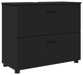 vidaXL Σετ Επίπλων Μπάνιου με συρτάρι 4 pcs Μαύρο 30 x 35 x 192 εκ.