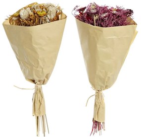 Μπουκέτο DKD Home Decor Φούξια Κίτρινο Ξερό λουλούδι (20 x 12 x 50 cm) (x2)