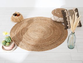 Χαλί Στρογγυλό από Γιούτα, με διαστάσεις 120x120cm - Σε φυσικές αποχρώσεις