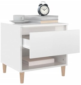 vidaXL Κομοδίνο Γυαλ. Λευκό 50x46x50 εκ. από Επεξεργασμένο Ξύλο