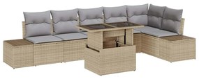 vidaXL Σετ Καναπέ Κήπου με αποθήκευση 7 pcs Μπεζ Πολυ ράταν