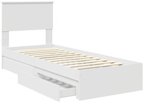 vidaXL Κρεβάτι Αποθήκης Λευκό 75 x 190 cm Επεξεργασμένο ξύλο