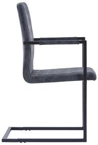 vidaXL Καρέκλες Τραπεζαρίας «Πρόβολος» 2 τεμ. Μαύρες Συνθετικό Δέρμα