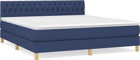 vidaXL Κρεβάτι Boxspring με Στρώμα Μπλε 180x200 εκ. Υφασμάτινο