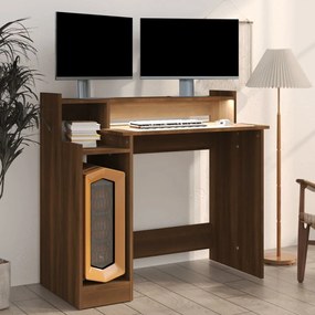 Γραφείο με LED Καφέ δρυς 97x45x90 εκ. Επεξεργ. Ξύλο - Καφέ