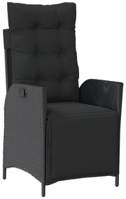 vidaXL Σετ 7 κομματιών Εξωτερικών Επίπλων Κήπου Black Poly Rattan