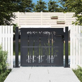 vidaXL Πόρτα Κήπου Ανθρακί 100x75 εκ. Σχέδιο Ατσάλινου Μπαμπού