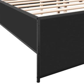 vidaXL Πλαίσιο Κρεβατιού Μαύρο 140x200 εκ. Επεξεργ. Ξύλο και Μέταλλο