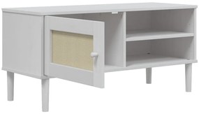 vidaXL Έπιπλο Τηλεόρασης SENJA Λευκό / Ρατάν 106x40x49 εκ. Μασίφ Πεύκο