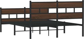 vidaXL Σκελετός Κρεβ. Χωρίς Στρώμα Καφέ Δρυς 160x200 εκ. Μεταλλικό