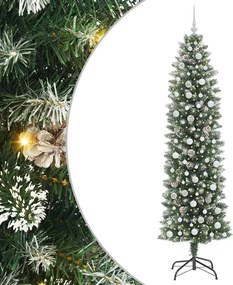 vidaXL Τεχνητό Λεπτό Χριστουγεννιάτικο Δέντρο Πράσινο και Λευκό 240 cm