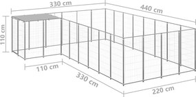 vidaXL Σπιτάκι Σκύλου Ασημί 10,89 μ² Ατσάλινο