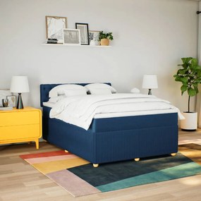 vidaXL Κρεβάτι Boxspring με Στρώμα Μπλε 140x200 εκ. Υφασμάτινο