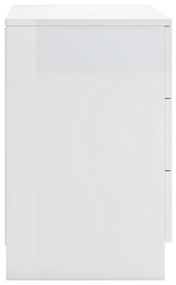 Κομοδίνα 2 τεμ. Γυαλιστερό Λευκό 38x35x56 εκ. από Μοριοσανίδα - Λευκό