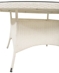 Τραπέζι εξωτερικού χώρου Dallas 667, Επεξεργασμένο γυαλί, 74cm, 48 kg, Άσπρο, Πλαστικό ψάθινο | Epipla1.gr