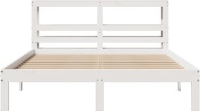 vidaXL Πλαίσιο Κρεβατιού Κεφαλάρι Λευκό 150x200εκ Μασίφ Πεύκο