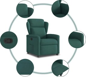 vidaXL Πολυθρόνα Ανακλινόμενη Σκούρο Πράσινο Υφασμάτινη