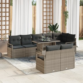 vidaXL Σετ κήπου  9 τεμαχίων με γκρι πολυ rattan