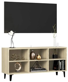 vidaXL Έπιπλο Τηλεόρασης Καπνιστή Δρυς 103,5x30x50 εκ Μεταλλικά Πόδια