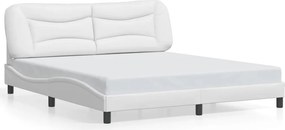 vidaXL Πλαίσιο κρεβατιού χωρίς Στρώμα Hvar Λευκό 180x200 εκ. Συνθετικό Δέρμα