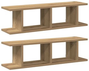 vidaXL Ραφιέρες Τοίχου 2 τεμ. Αρτισιανή Δρυς 75x18x20εκ. Επεξεργ. Ξύλο