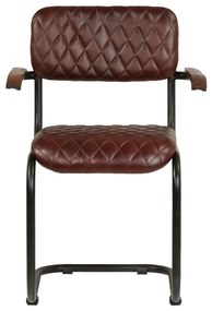 vidaXL Καρέκλες Τραπεζαρίας με Μπράτσα 2 τεμ. Καφέ από Γνήσιο Δέρμα