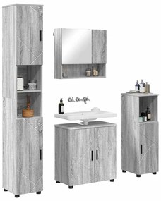 vidaXL Σετ Επίπλων Μπάνιου με πόρτα 4 pcs Γκρι sonoma 61 x 35 x 64 εκ.