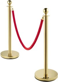 VEVOR Velvet Ropes and Posts Gold Stanchion 5ft/1.5m Crowd Control Barriers 4PCS