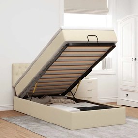 vidaXL Οθωμανικό κρεβάτι με στρώμα Cream 80x200cm ύφασμα
