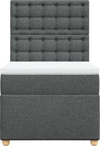 vidaXL Κρεβάτι Boxspring με Στρώμα Σκούρο Γκρι 90x190 εκ. Υφασμάτινο