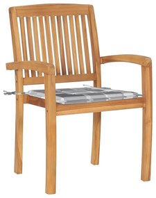 vidaXL Καρέκλες Κήπου Στοιβαζόμενες 4 τεμ. Μασίφ Ξύλο Teak &amp; Μαξιλάρια