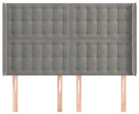 Κεφαλάρι με Πτερύγια Ανοιχτό Γκρι 147x16x118/128 εκ. Βελούδινο - Γκρι