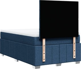 vidaXL Κρεβάτι Boxspring με Στρώμα Μπλε 120x190 εκ. Υφασμάτινο