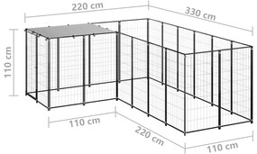 vidaXL Σπιτάκι Σκύλου Μαύρο 4,84 μ² Ατσάλινο