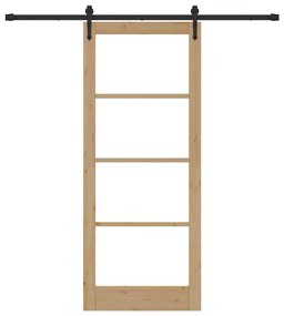 vidaXL Συρόμενη Πόρτα Φυσικό και Μαύρο 86 x 211 cm