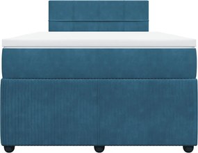 vidaXL Κρεβάτι Boxspring με Στρώμα Μπλε 120x200 εκ. Βελούδινο