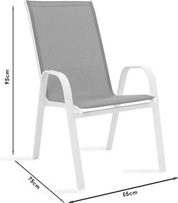 Πολυθρόνα κήπου Calan pakoworld μέταλλο λευκό-textilene καφέ