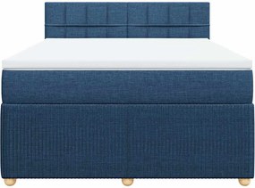 vidaXL Κρεβάτι Boxspring με Στρώμα Μπλε 140x190 εκ. Υφασμάτινο