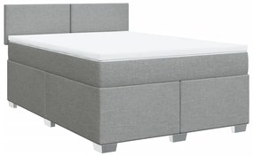 Κρεβάτι Boxspring με Στρώμα Ανοιχτό Γκρι 140x190 εκ. Υφασμάτινο - Γκρι