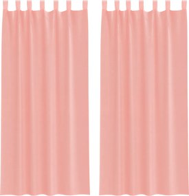 vidaXL Voile κουρτίνες με τσέπες ράβδου 2 τεμάχια Ροζ
