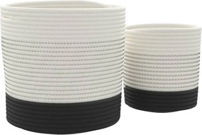 vidaXL Καλάθια Αποθήκευσης 2 τεμ. Ασπρόμαυρα από Βαμβάκι