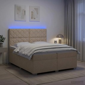 vidaXL Κρεβάτι box spring με στρώμα Κρεμ 200 x 200 cm Ύφασμα