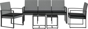 vidaXL Σετ Τραπεζαρίας Κήπου 5 τεμ. Σκ. Γκρι Ρατάν Πολυπροπ. &amp; Μαξιλ.