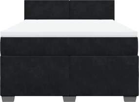 vidaXL Κρεβάτι Boxspring με Στρώμα Μαύρο 140x200 εκ. Βελούδινο
